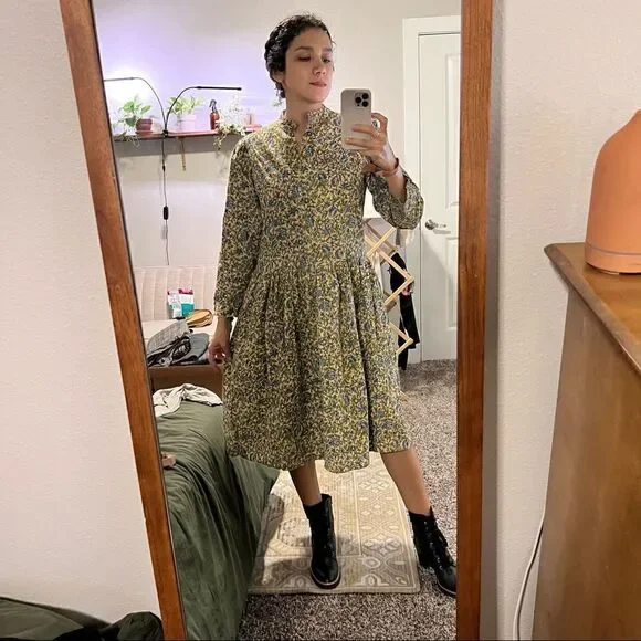 VINTAGE J. Jill Corduroy Floral Button Front Dress - Picture 2 of 14